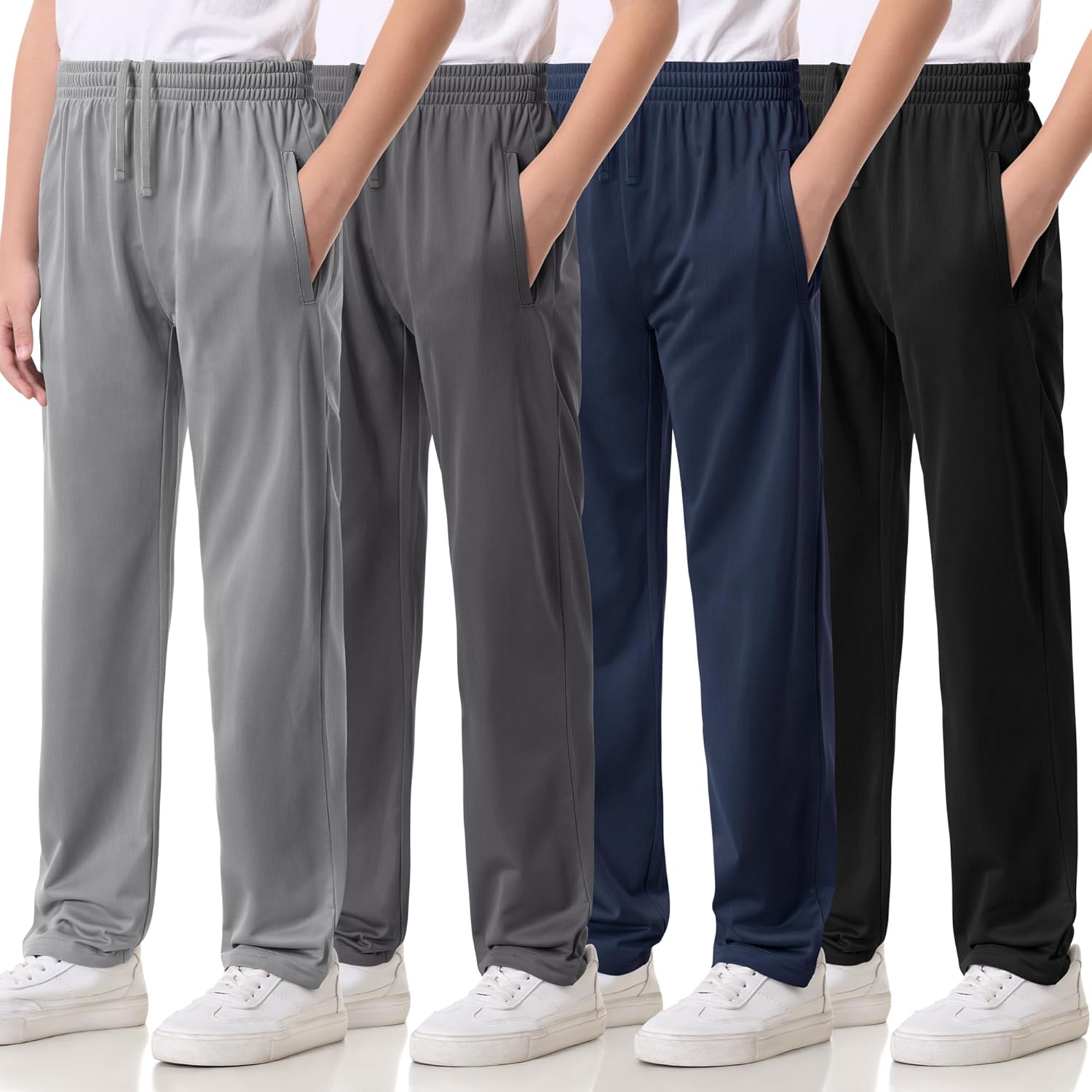 Boys Lightweight Sweatpants 4 Pack for Athletic Comfort and Style