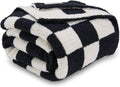CozeCube Checkered Blanket Ultra Soft Cozy Black White Throw - 50x60