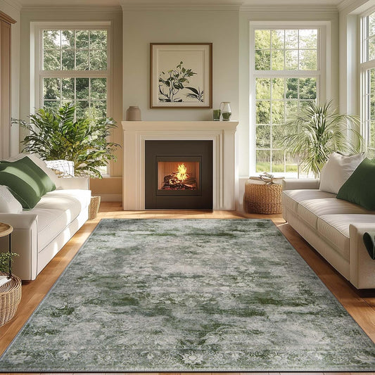 jinchan Washable Area Rug 8x10 for Living Room - Soft Faux Wool