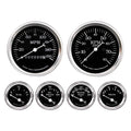 Vintage Mechanical 6 Gauge Set Black Dial Instrument Cluster - Classic