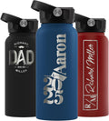 Personalized Water Bottle w Straw Lid Double Wall Insulated - 32 oz