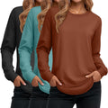 3 Pack Women's Cotton Long Sleeve Tunic Tops - Soft Everyday Fit