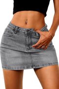 ELLEVEN Stretchy Mini Jean Skirt for Women - Flattering Low