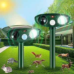 Ultrasonic Animal Repellent Devices for Outdoor Use - 2 Pack
