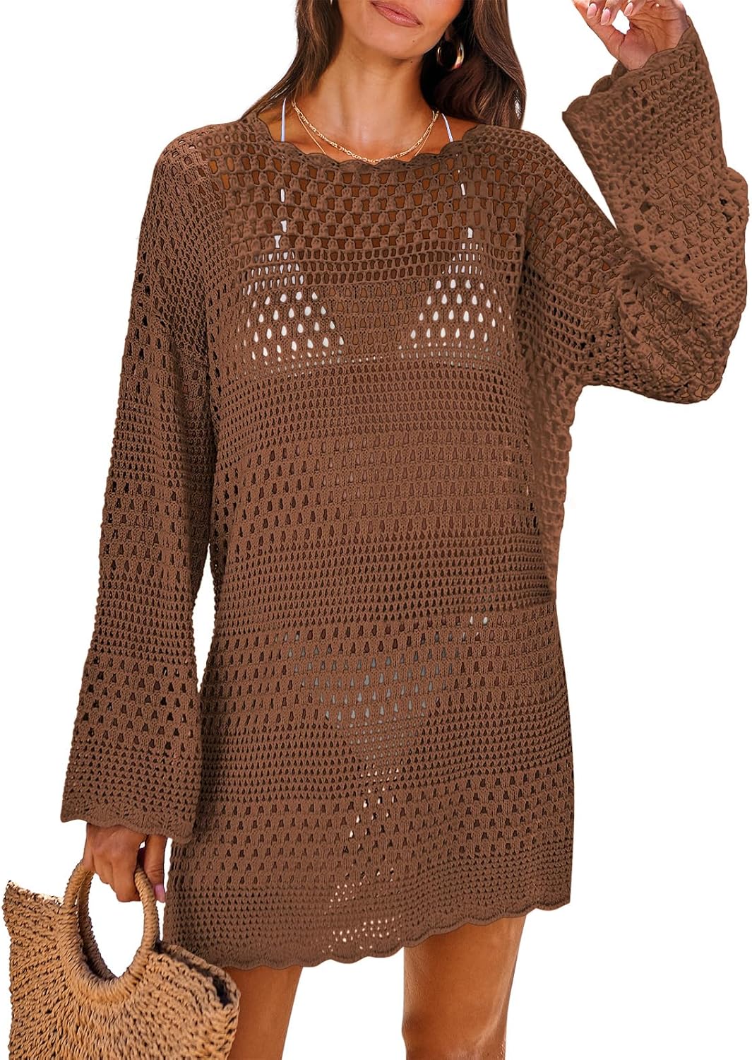 ANRABESS Women Swimsuit Crochet Swim Cover Up for Summer Fun