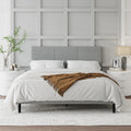 Queen Bed Frame with Upholstered Headboard - Quiet, Sturdy Design