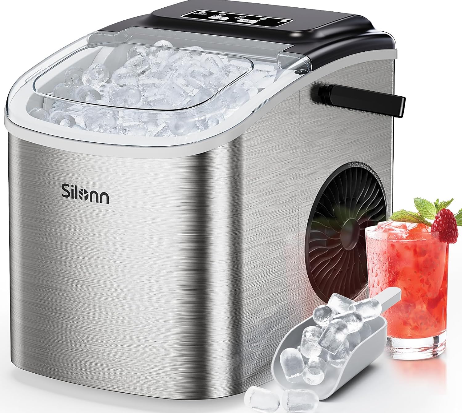 Silonn Portable Ice Maker - Self-Cleaning, 26Lbs/24H, Fast Ice Production