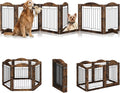 144 in Wide Folding Wooden Dog Gate with Walk-Through Door - Rustic
