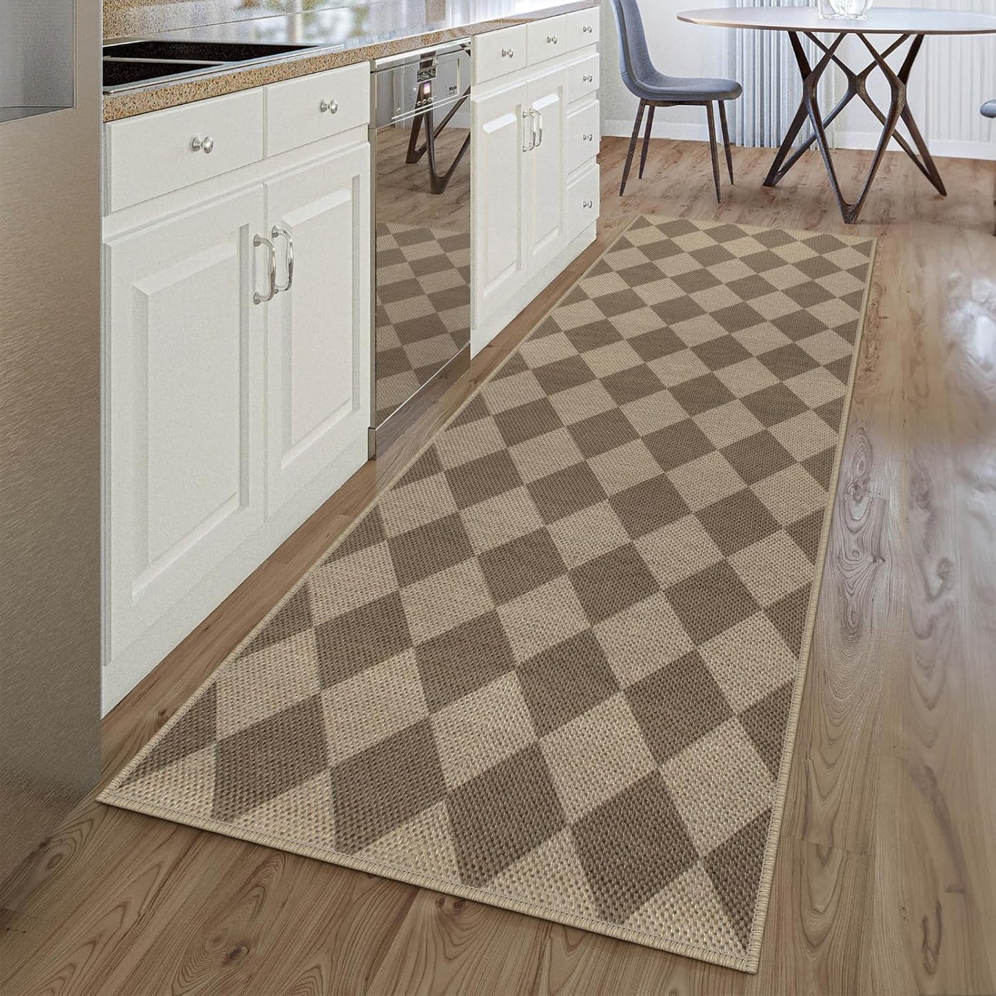 Easy Jute Checkered Runner Rug for Hallway and Kitchen Use