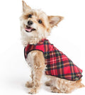 Stretch Fleece Dog Coat Plaid Pullover - Warm, Stretchy Fit