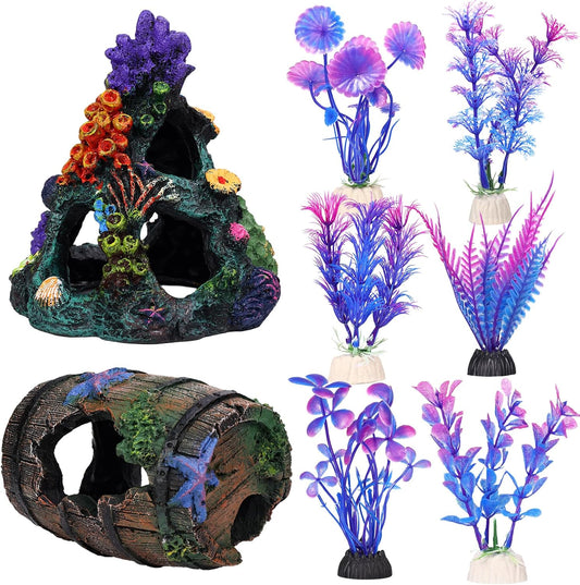 Colorful Coral Reef Decor Set for Betta Fish Tank