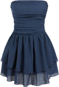 CIDER Women's Summer Cocktail Dress - Ruched Ruffle Mini Dress Dresses
