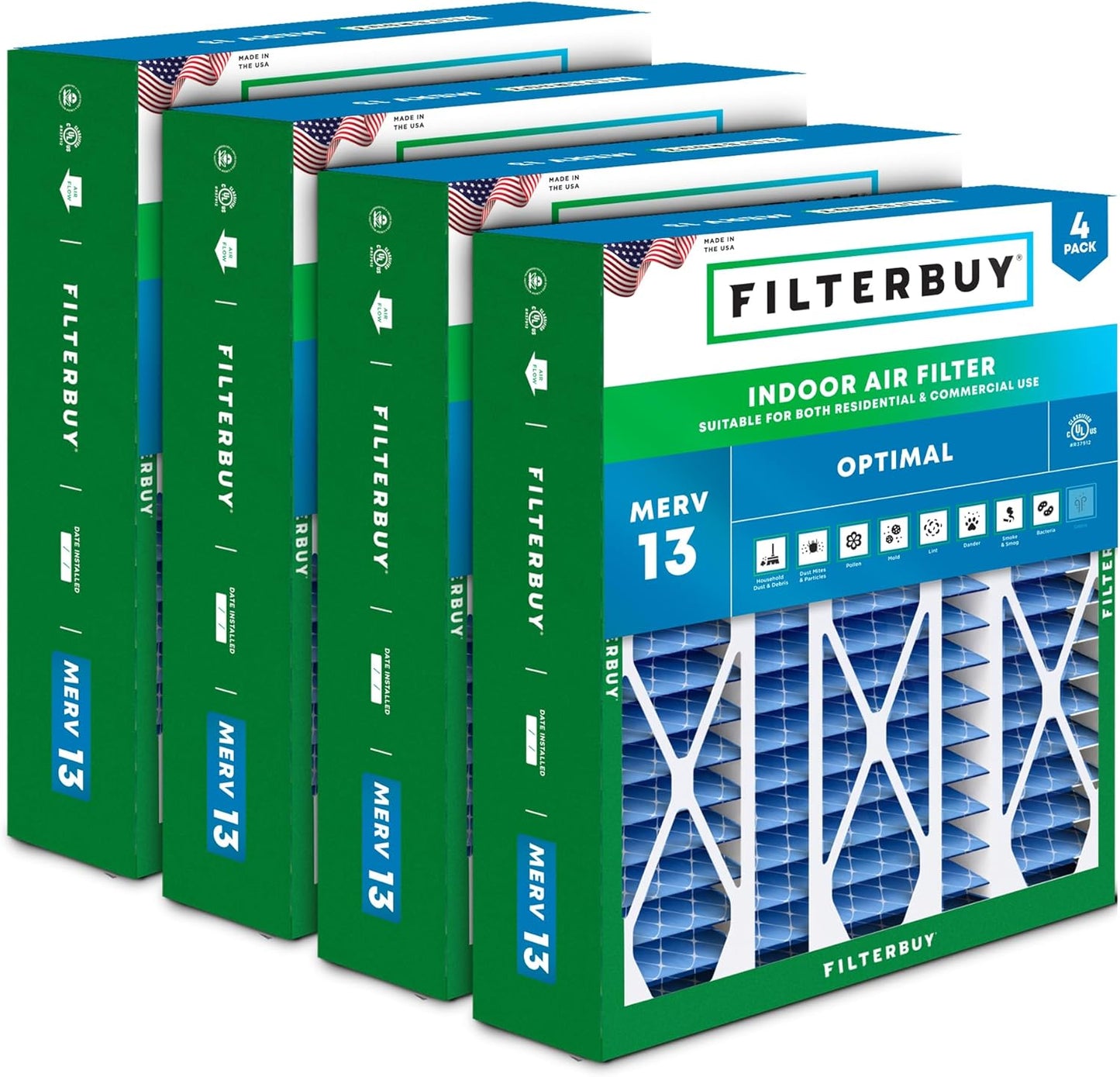Filterbuy 20x25.25x3.5 Air Filter MERV 13 for Health Defense