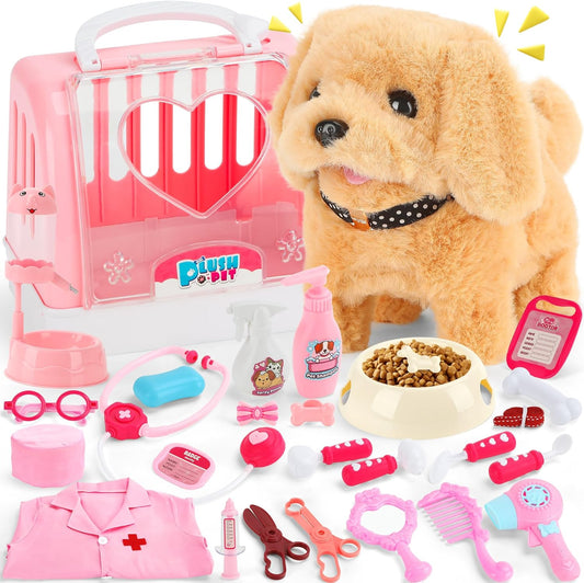 Interactive Robot Puppy Toy Kit for Kids - Realistic, Walking, Barking