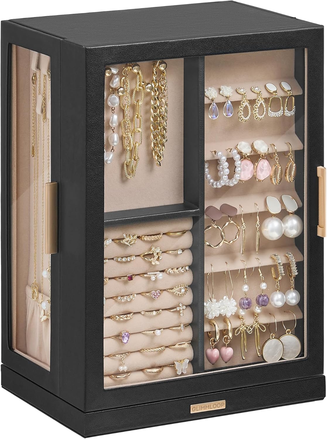 360 Rotating Jewelry Box with 7 Drawers for Elegant Storage