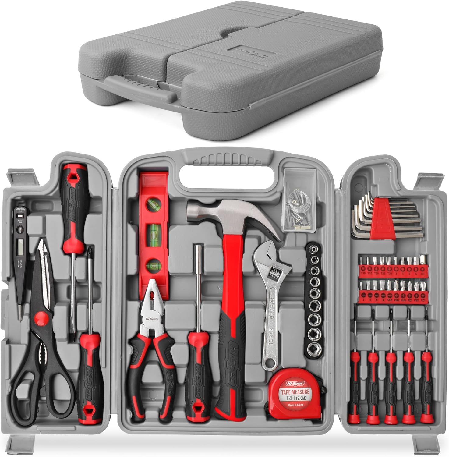 Hi-Spec 54pc Red Household Tool Kit for DIY and Repairs