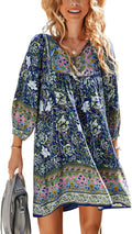TEMOFON Women's Boho Mini Dress - Lightweight Summer Floral Babydoll