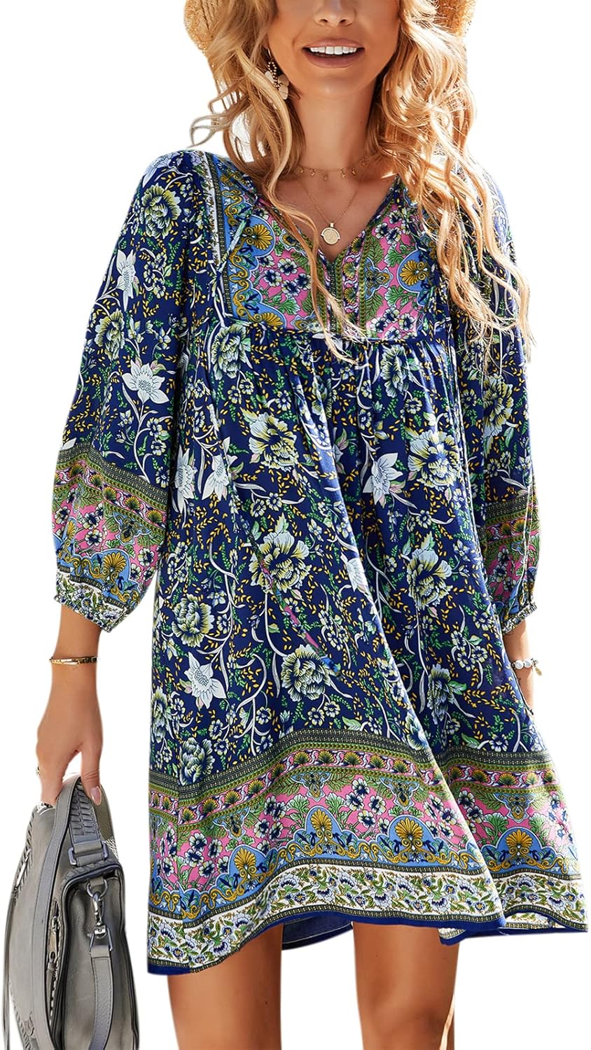 TEMOFON Women's Boho Mini Dress: Perfect for Summer Fun