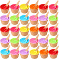 32 Pack Reusable Plastic Ice Cream Bowls and Spoons - Colorful Party