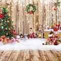 SJOLOON Wood Christmas Backdrop for Festive Photo Sessions