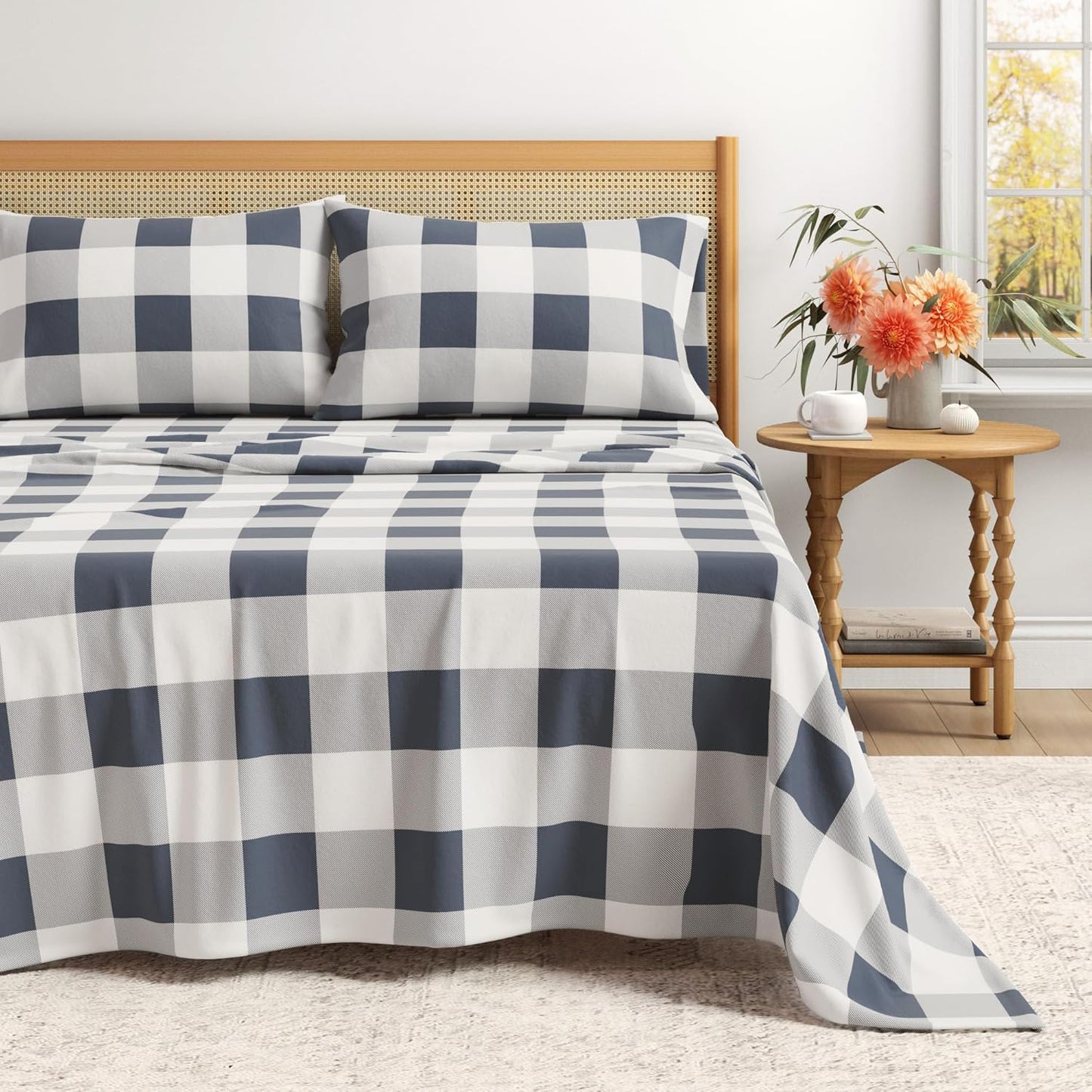 Cozy Queen Size Flannel Sheet Set - 100% Turkish Cotton Comfort