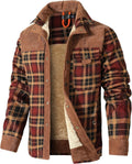Corduroy Plaid Sherpa Lined Flannel Shirt Jacket - Warm, Lightweight