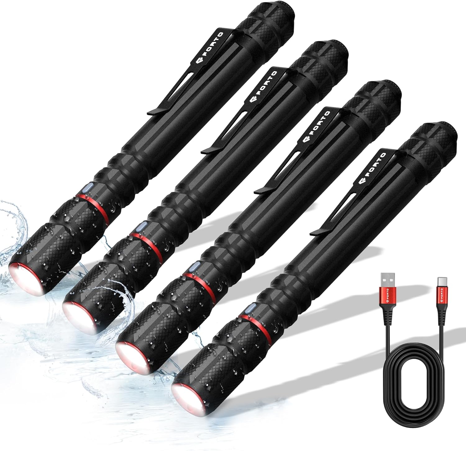 FORTO Rechargeable Pen Light Flashlight - 400 Lumens