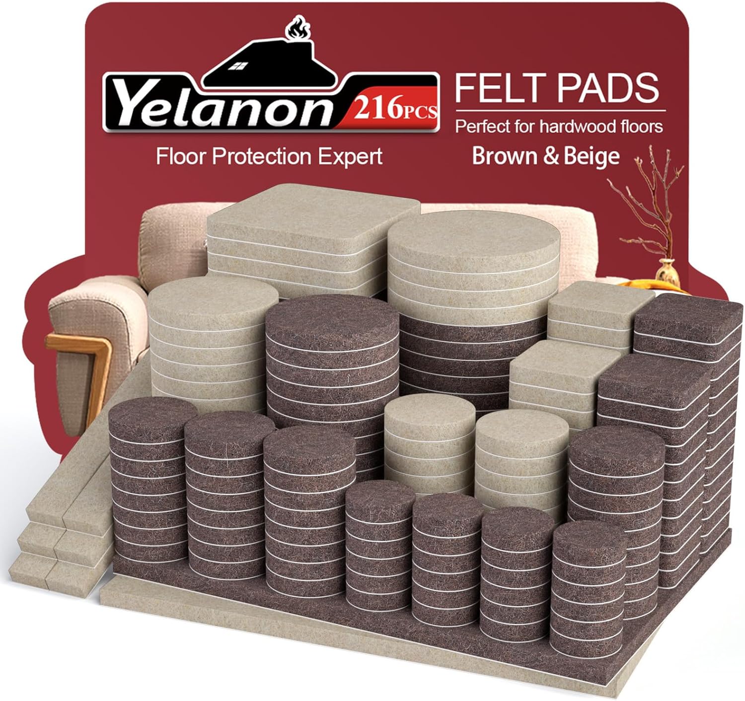 216 Premium Felt Pads: Protect Hardwood Floors with Yelanon!
