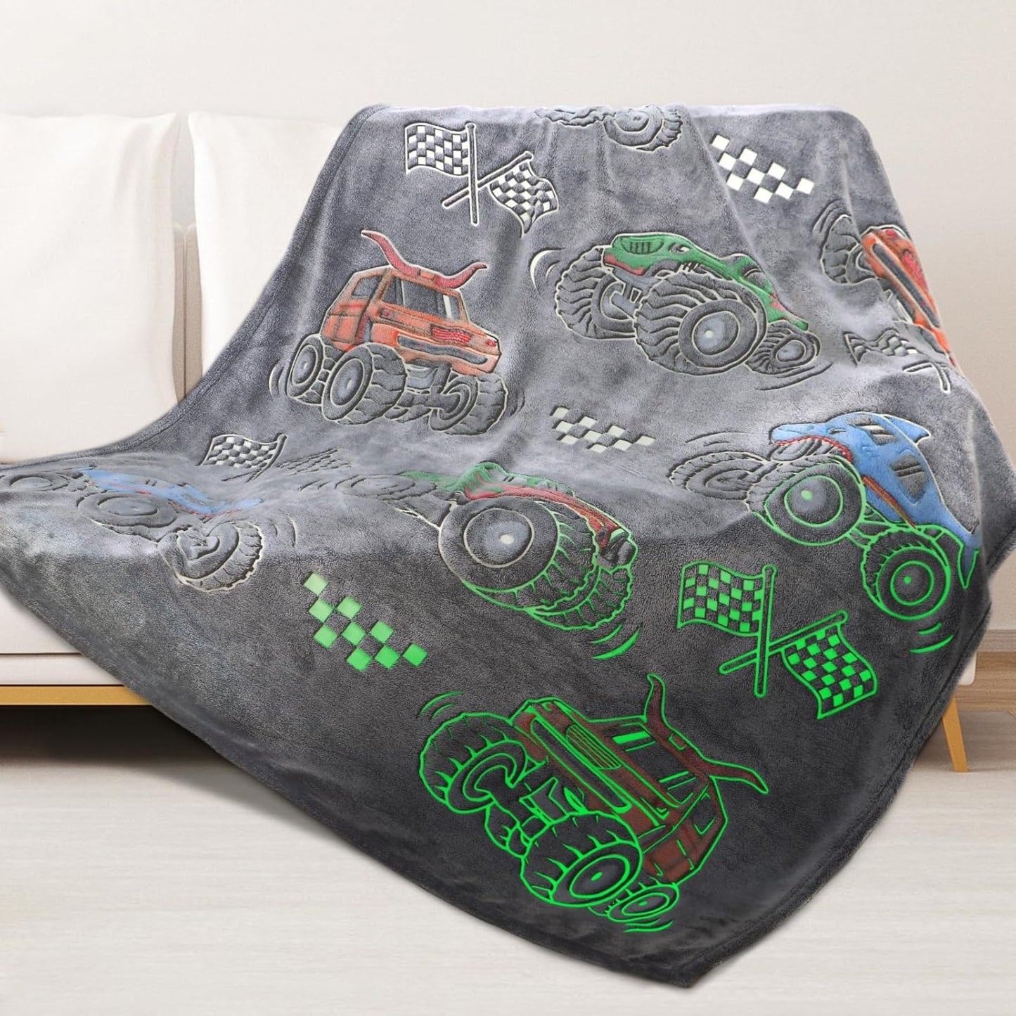 Glow-in-the-Dark Tractor Blanket - Perfect Gift for Kids!
