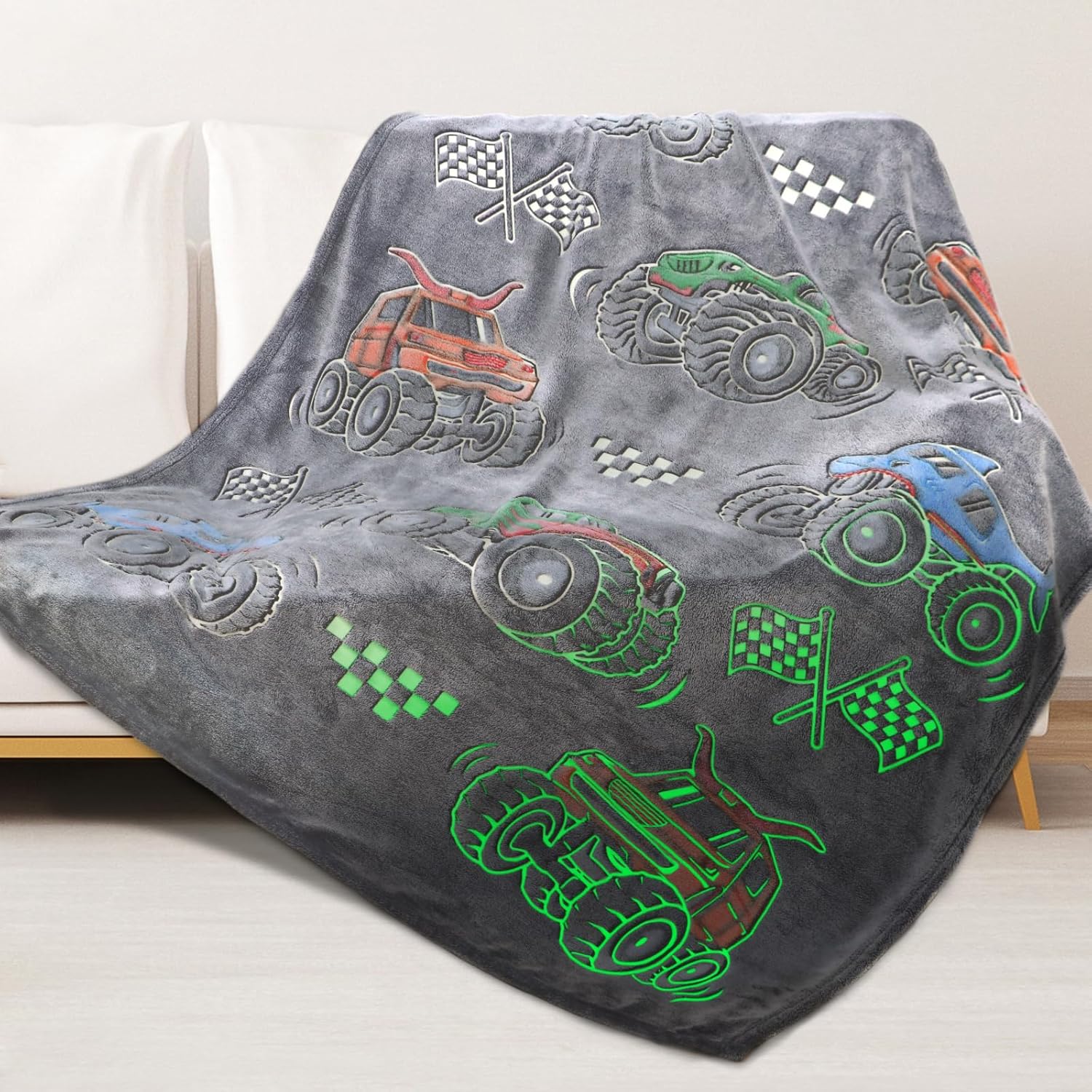 Glow-in-the-Dark Tractor Blanket - Perfect Gift for Kids!