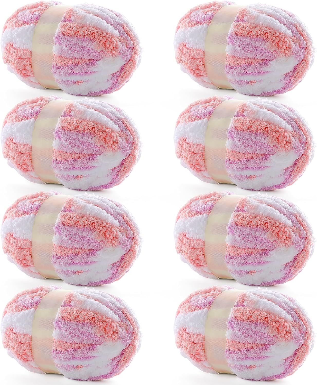 8 Pack Chunky Yarn for Hand Knitting - Rainbow Ombre Soft Yarn