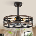 LEDIARY 20 Inch Fandelier Caged Ceiling Fan with Light for Home