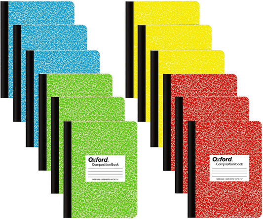 Oxford Wide Ruled Composition Notebooks - Assorted Marble Covers - 100 Sheets/Pack x12