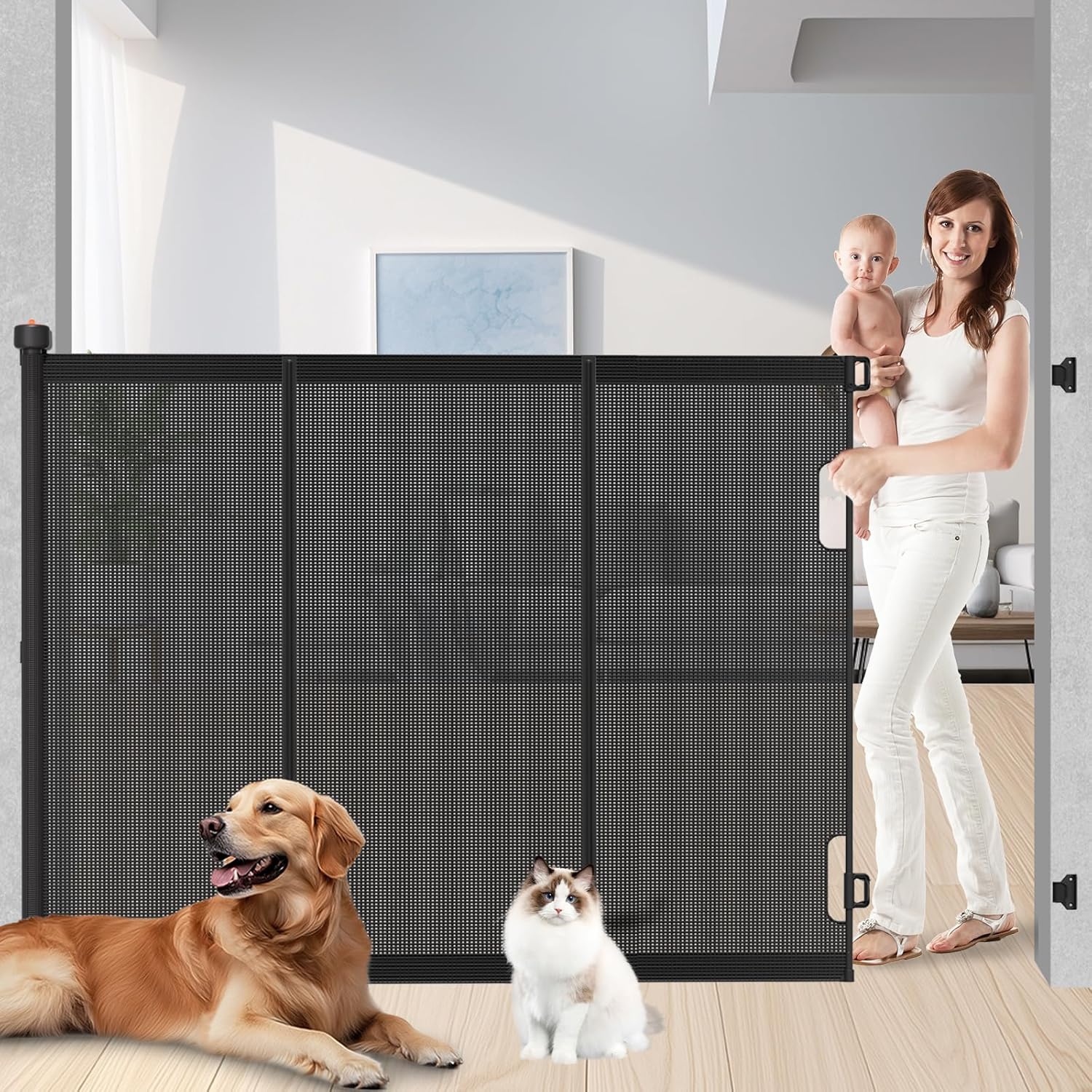 Extra Tall Retractable Baby Gates for Pets - 51in Tall Design