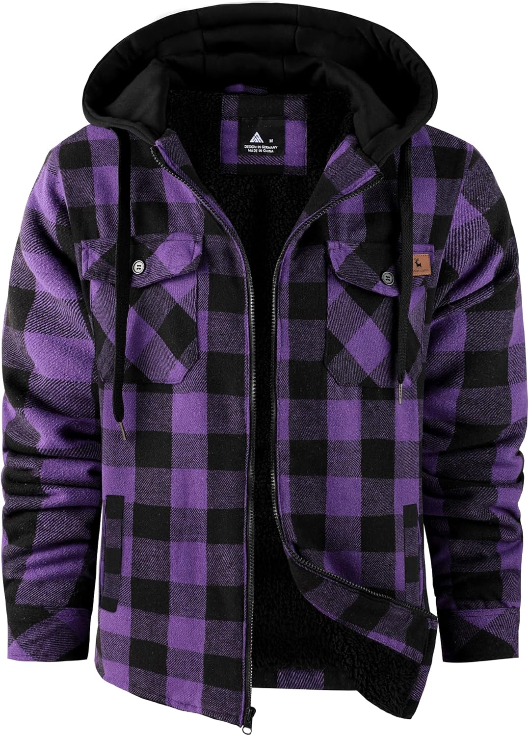 V VALANCH Men's Flannel Shirt Jacket with Hood for Winter Wear