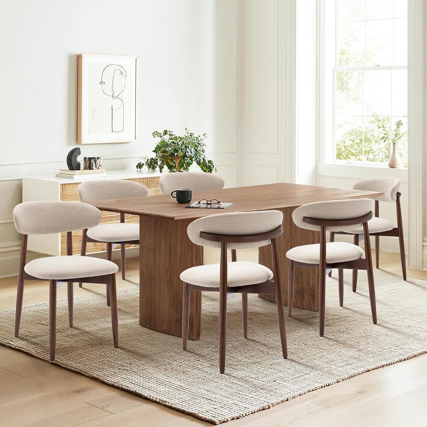 COLAMY Wooden Dining Chairs Set of 6 for Modern Dining Rooms