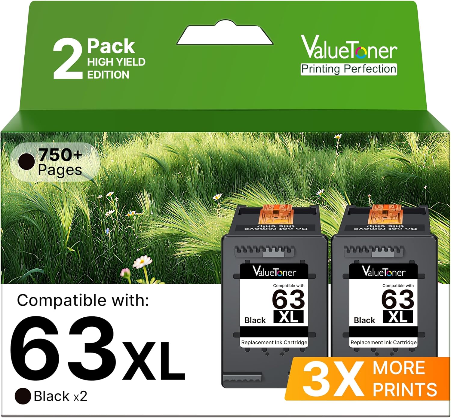 Valuetoner 63XL Black Ink Cartridge for HP Printers - High Yield