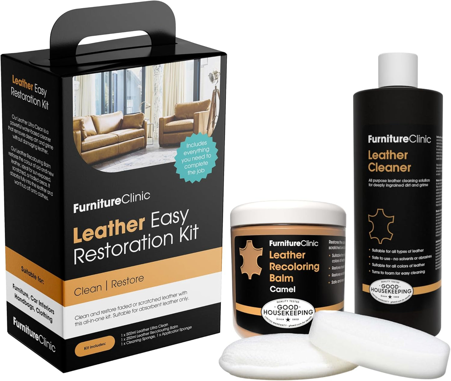 Leather Easy Restoration Kit for Scratched and Faded Furniture