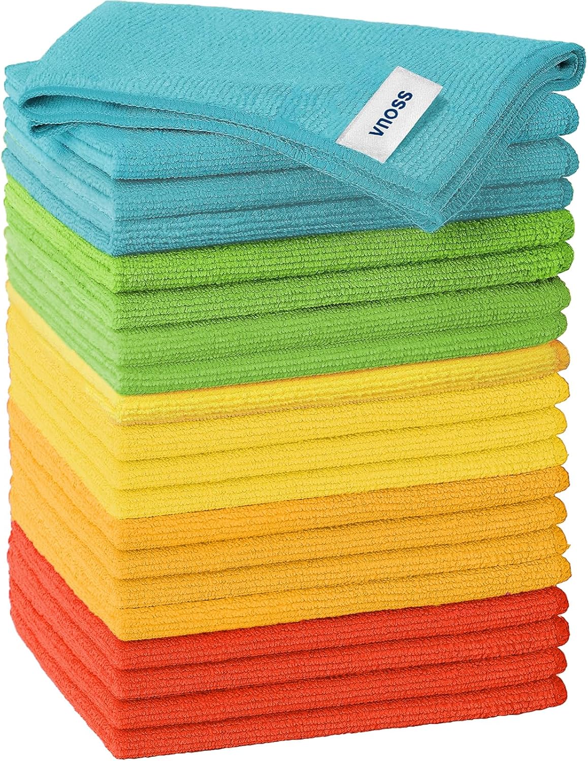 Vnoss Microfiber Cleaning Cloths - 20 Pack, Super Absorbent & Multicolor, 12X12