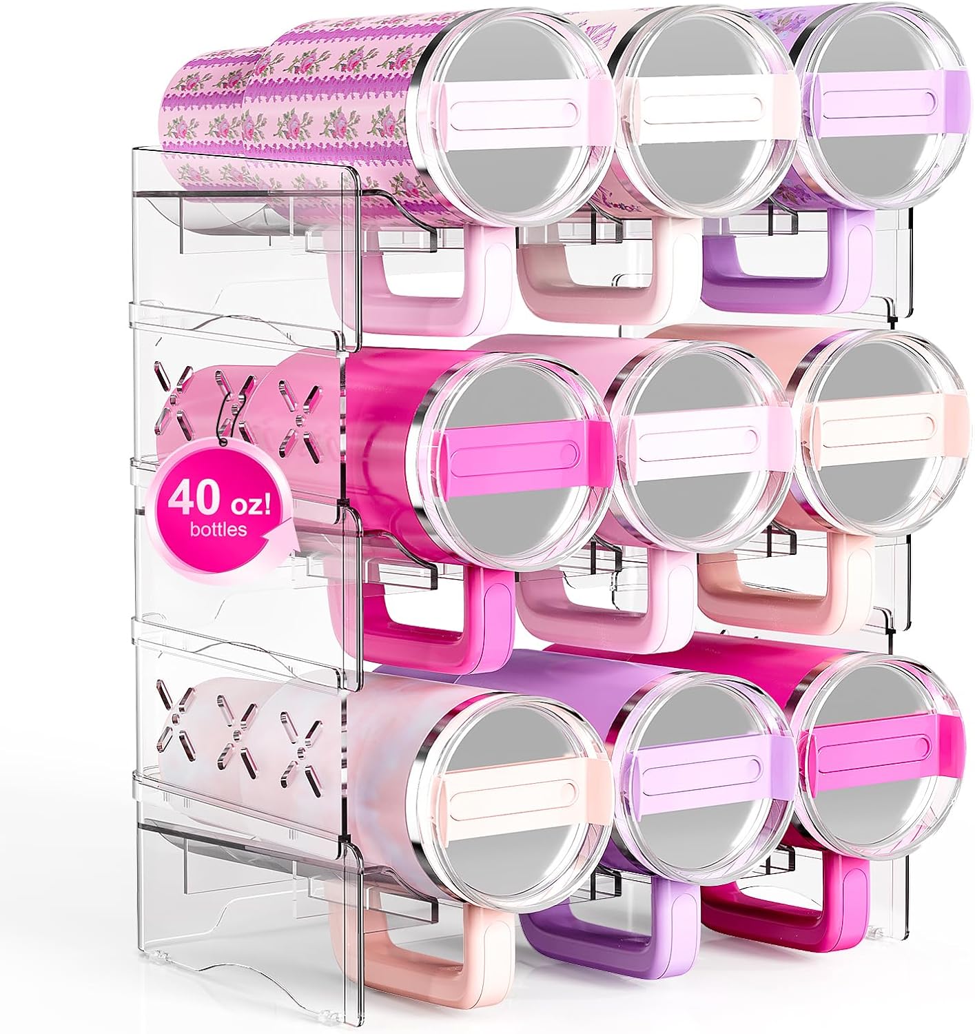 JYPS Water Bottle Tumbler Organizer for 9 Bottles in Cabinets