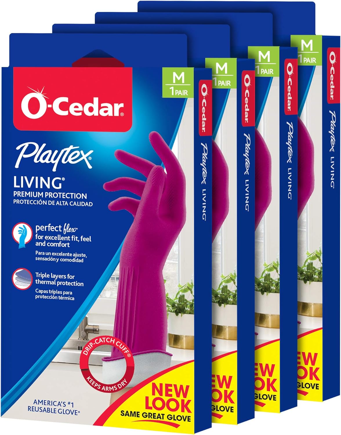 Playtex Medium Rubber Cleaning Gloves, 4 Pairs - Premium Protection
