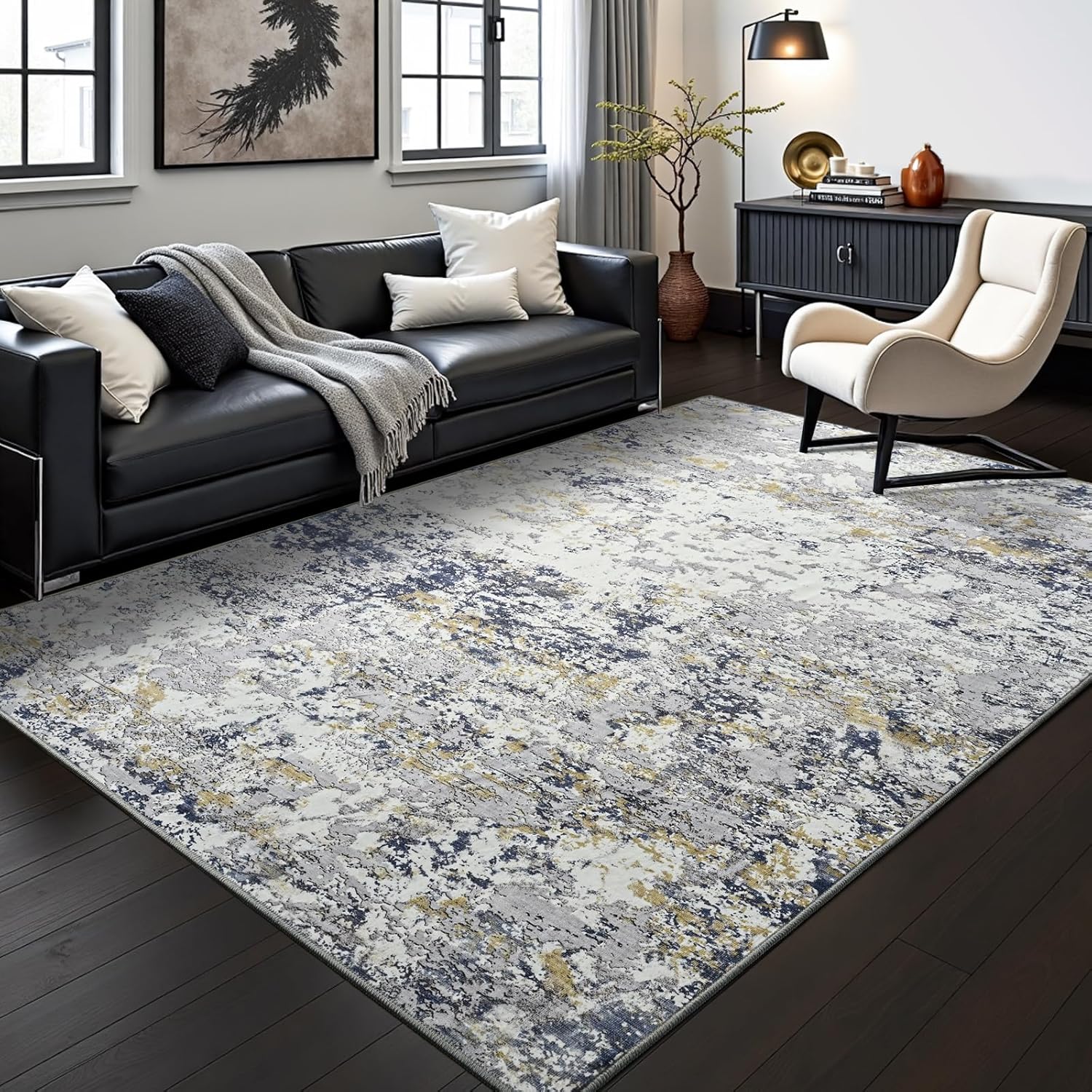 Toneed Abstract Area Rug - Soft Non Slip Washable Design