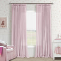 Pink Linen Pinch Pleated Curtains 90 in Length 2 Panels - Soft Light