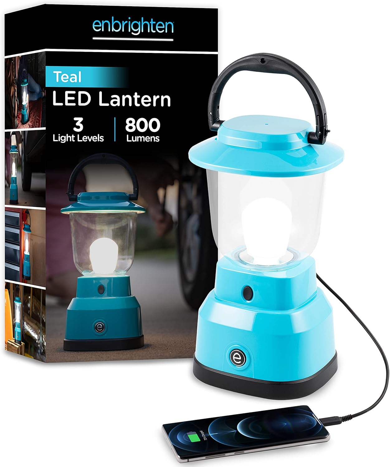 800 Lumen Enbrighten Lantern: 200 Hour Runtime