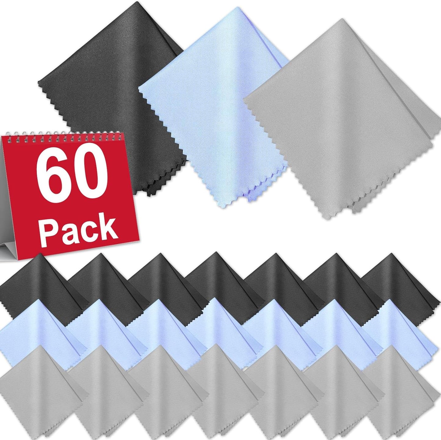Zeefpod 60-Pack Microfiber Cleaning Cloths - Premium Lens Cloth Set