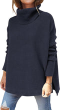 Oversized Turtleneck Batwing Sleeve Tunic Sweater - Cozy Casual
