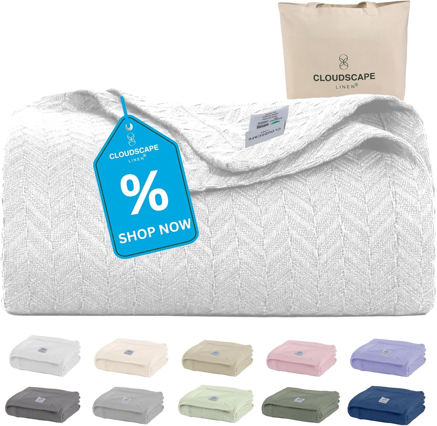 Cloud Scape Linen 100% Cotton Blanket for All Seasons