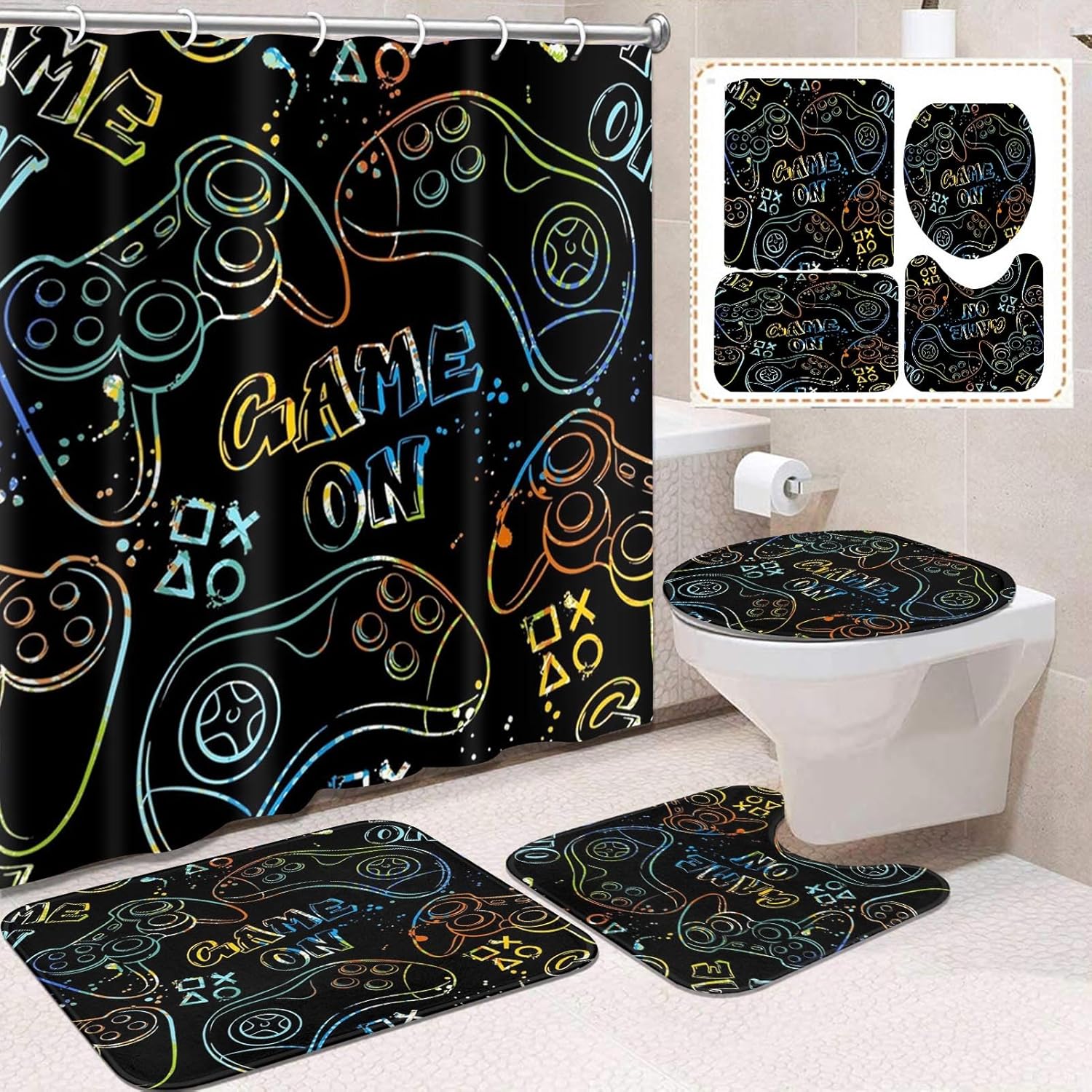 Game Controller Bathroom Set - Colorful Fun! 