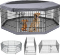 Foldable Metal Dog Playpen 8 Panel 24in H - Indoor/Outdoor Pet Pen