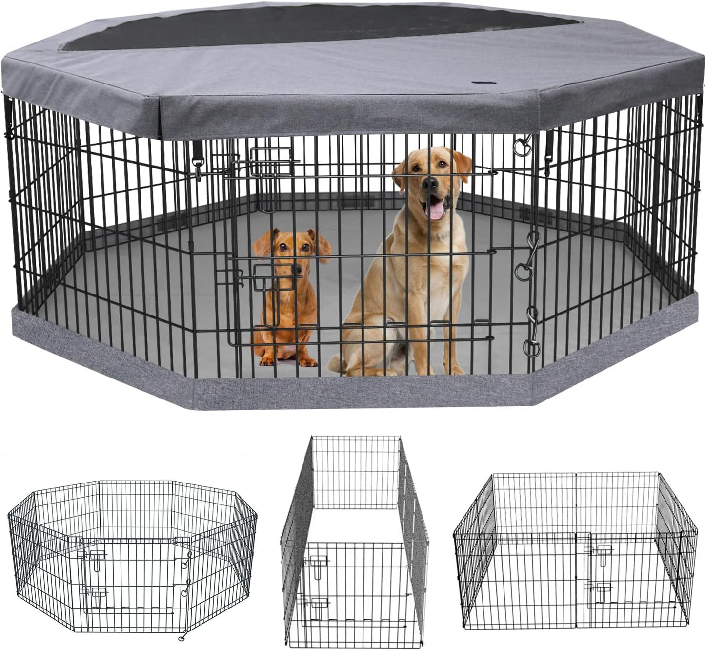 PETIME Foldable Metal Dog Exercise Pen for Indoor and Outdoor Use